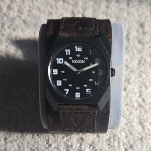 Nixon Black Dial with Brown Leather Cuff Strap Men's Watch